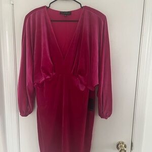 Eloquii Velvet V-Neck Mini Dress Size 18 Babydoll Barbiecore Holiday Party NWT